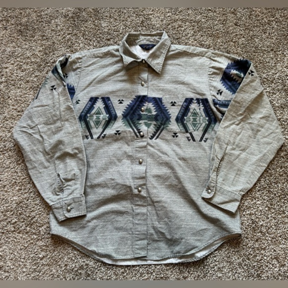 VINTAGE ROPER AZTEC WESTERN BUTTON DOWN LONG SLEEVE SHIRT M